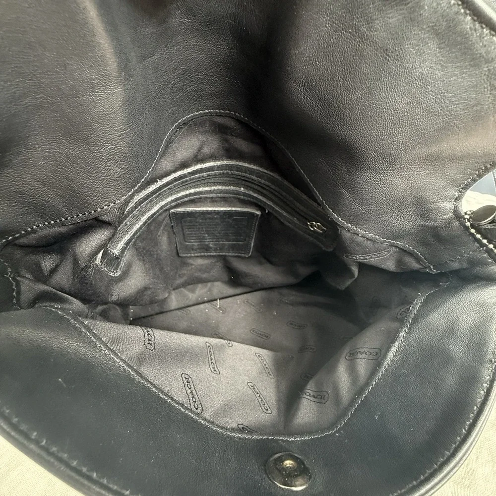 Vintage Coach Hobo Black Leather Shoulder Bag Style 9180 Made in USA Zip Top